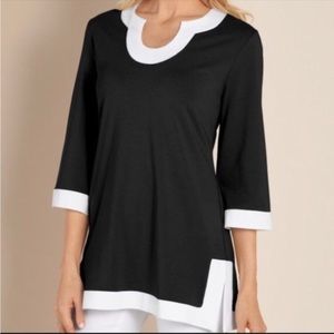 Black and White Women's Tunic Top
